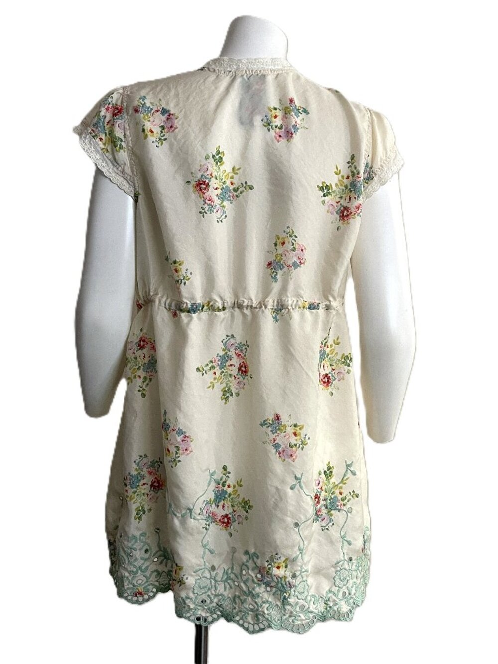Johnny Was Tunic Top Blouse Med Silk Embroidered Lace Floral Cottagecore Boho - Picture 8 of 16